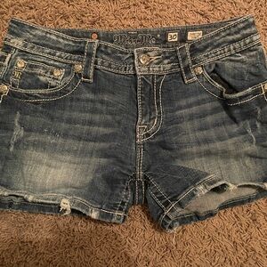 Miss Me Distressed Blue Jean Shorts